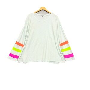 Lisa Todd Womens‎ 3X T Shirt Long Sleeve Mesh Stripes Cotton Quiet Luxury Artsy